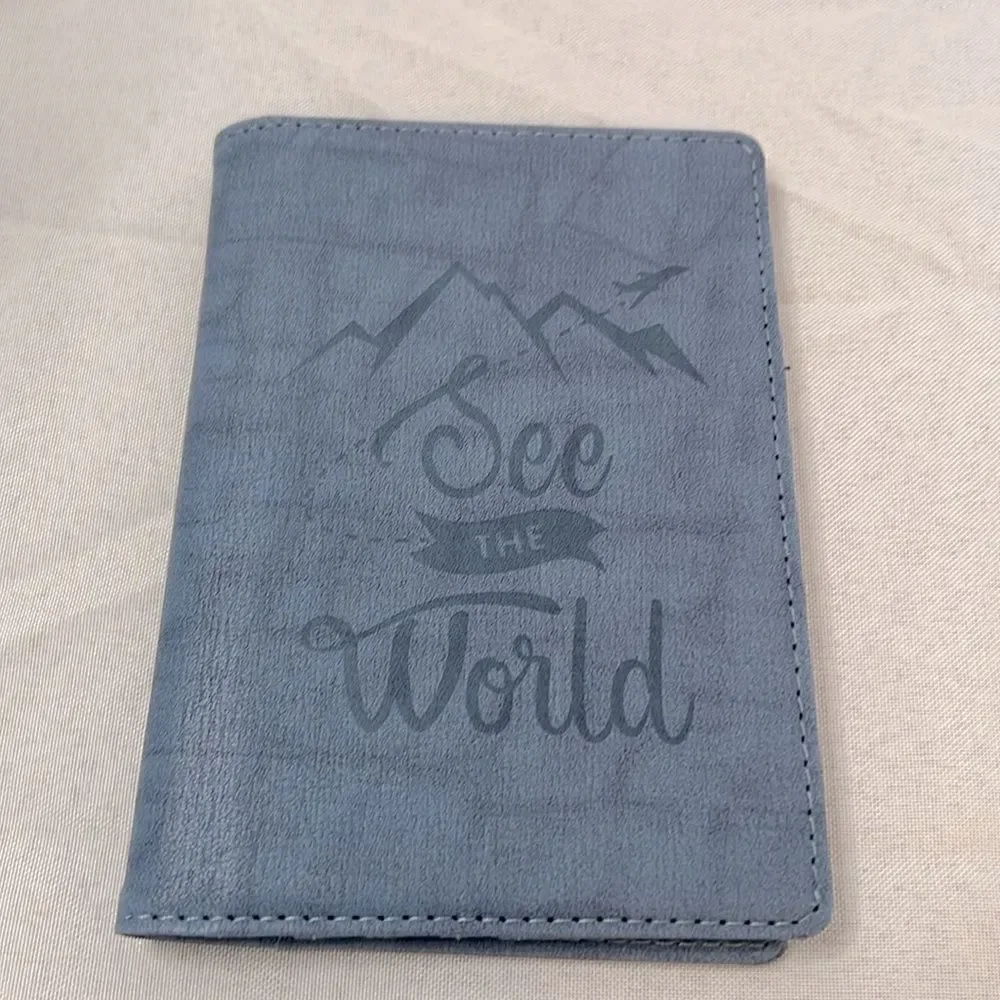 Vintage Blue Passport Holder w/ Credit Card Slots and RFID Blocking Security